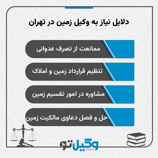 بهترین وکیل زمین در تهران در چه زمینه‌هایی تخصص دارد؟
