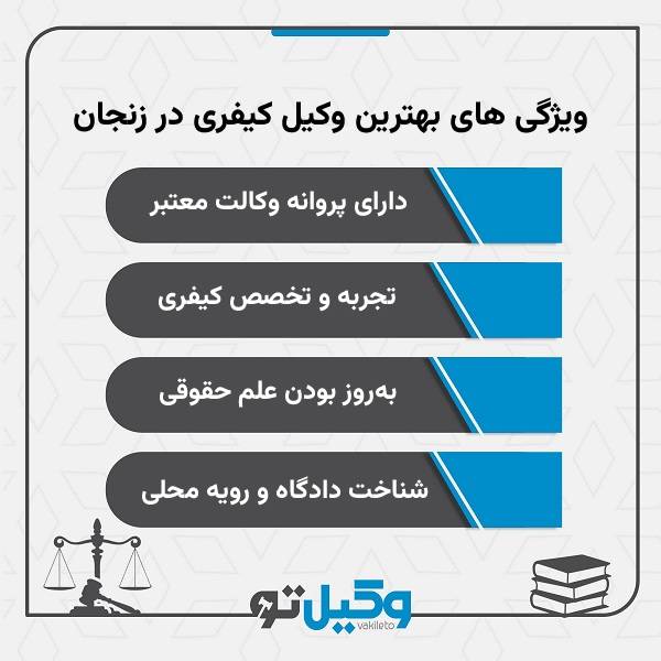 ویژگی های بهترین وکیل کیفری در زنجان