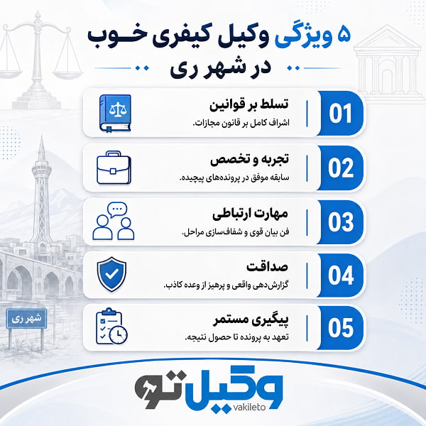 راهنمای انتخاب بهترین وکیل کیفری در شهر ری