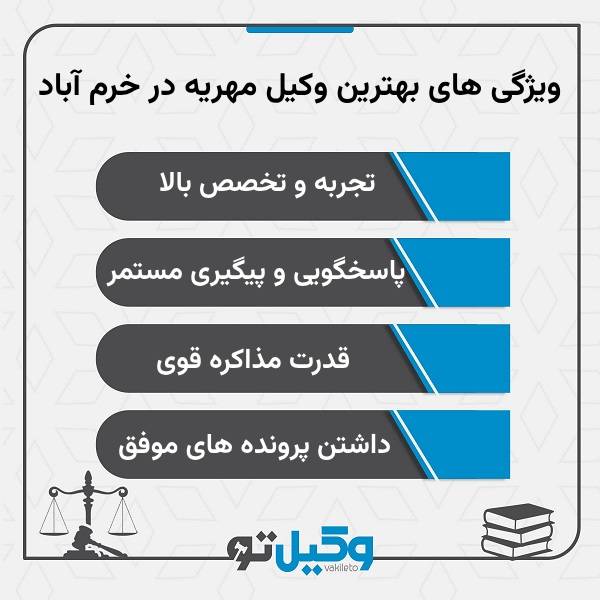 معیارهای انتخاب بهترین وکیل مهریه در خرم آباد از دید وبسایت وکیل تو