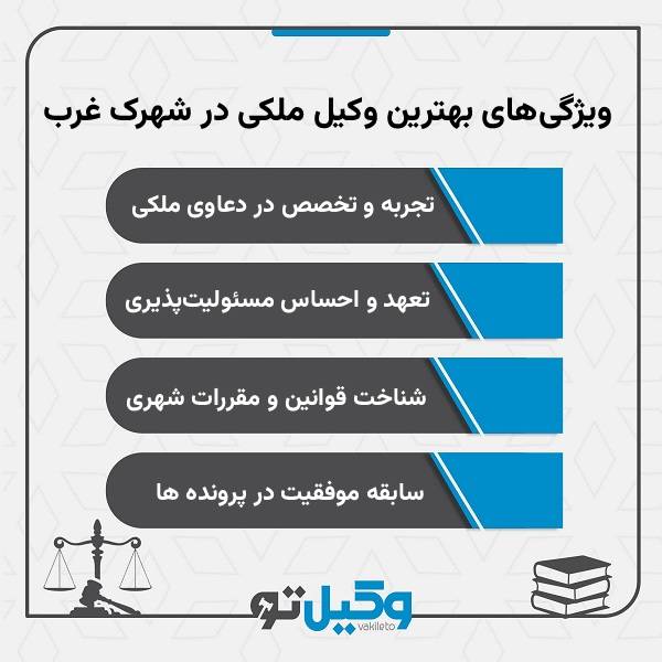 ویژگیهای بهترین وکیل ملکی در شهرک غرب