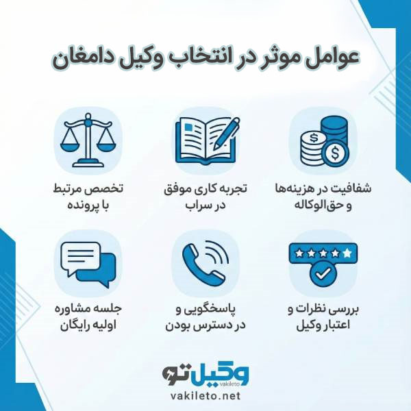 خدمات تخصصی بهترین وکیل در دامغان