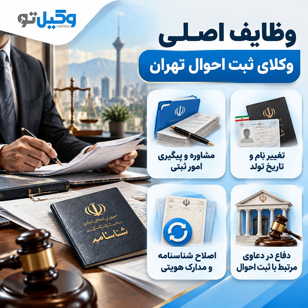 انواع خدمات بهترین وکیل ثبت احوال تهران