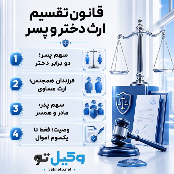 قانون جدید تقسیم ارث بین دختر و پسر و میزان سهم هر کدام